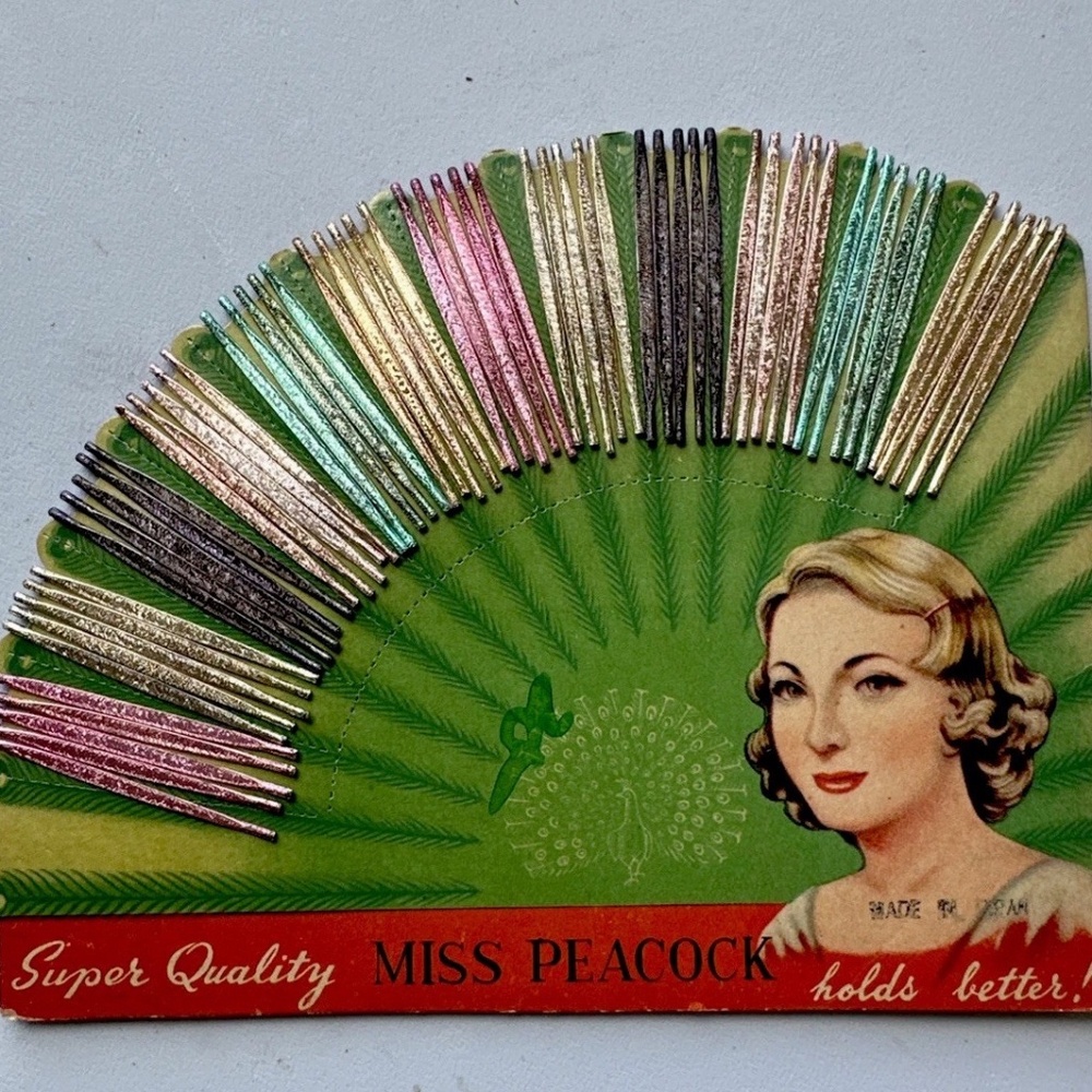 Vintage Deadstock Miss Peacock Multicolor Hair Pins Super Quality 60 Pins!